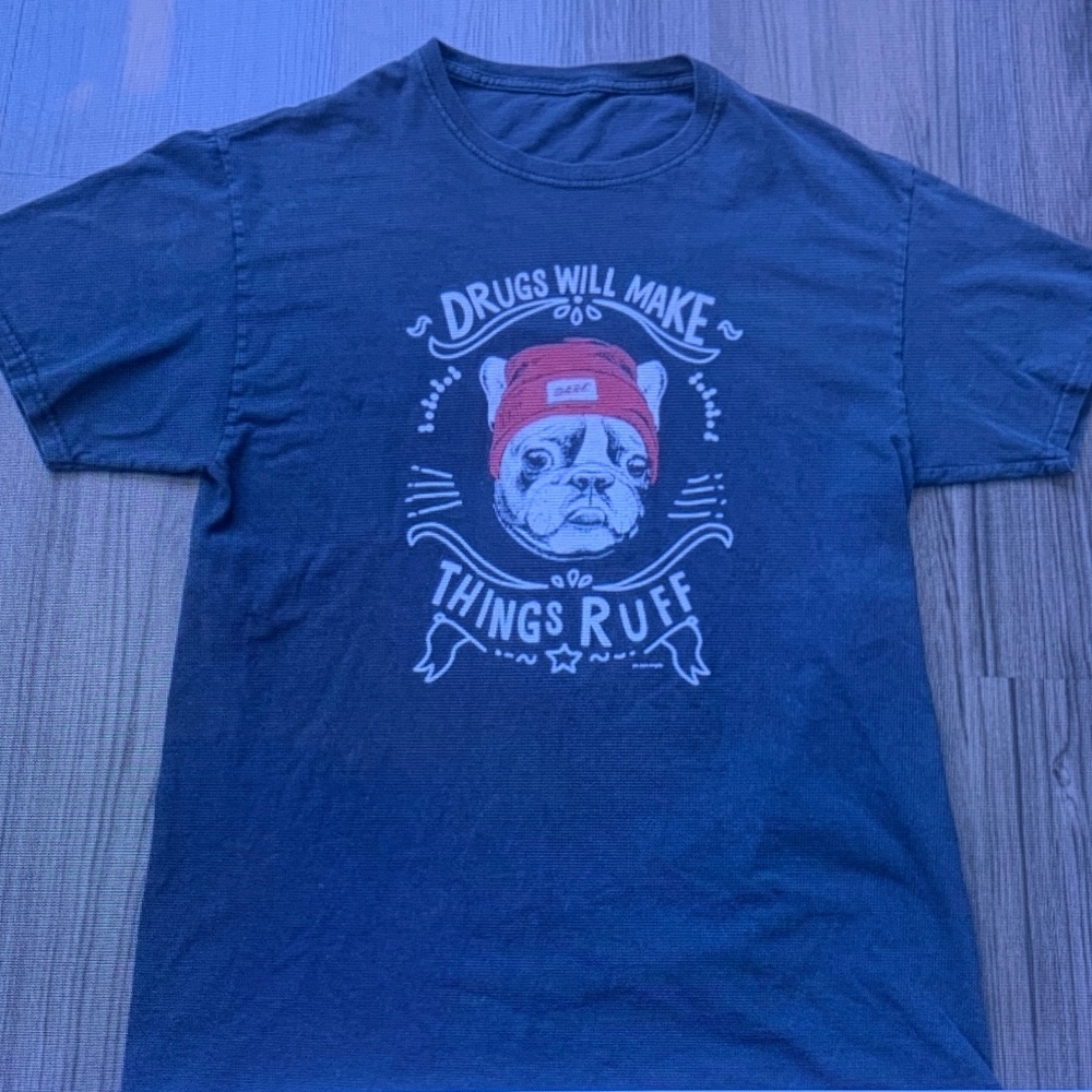 Dog Graphic Tee - Black with Red Accent